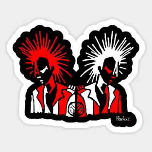 Punk Stand Off Red and White by Blackout Design Sticker